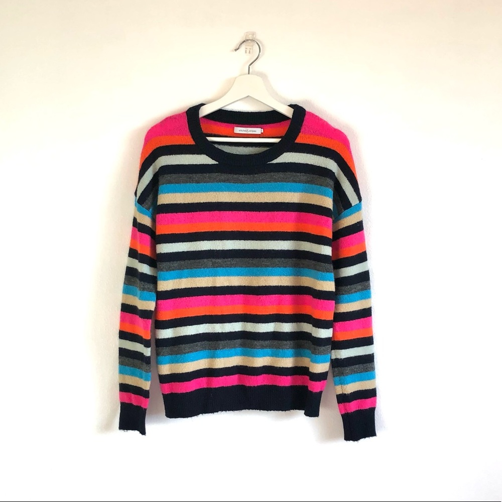 Stitches & Stripes Colorful Pink / Blue / Gray / Black Knit Sweater Size Small